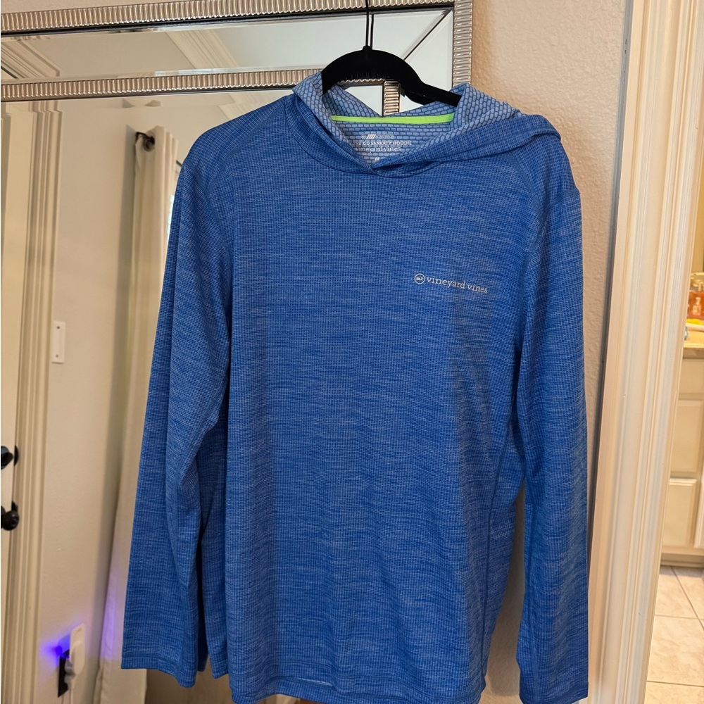 Vineyard Vines Blue and Neon Green Hoodie